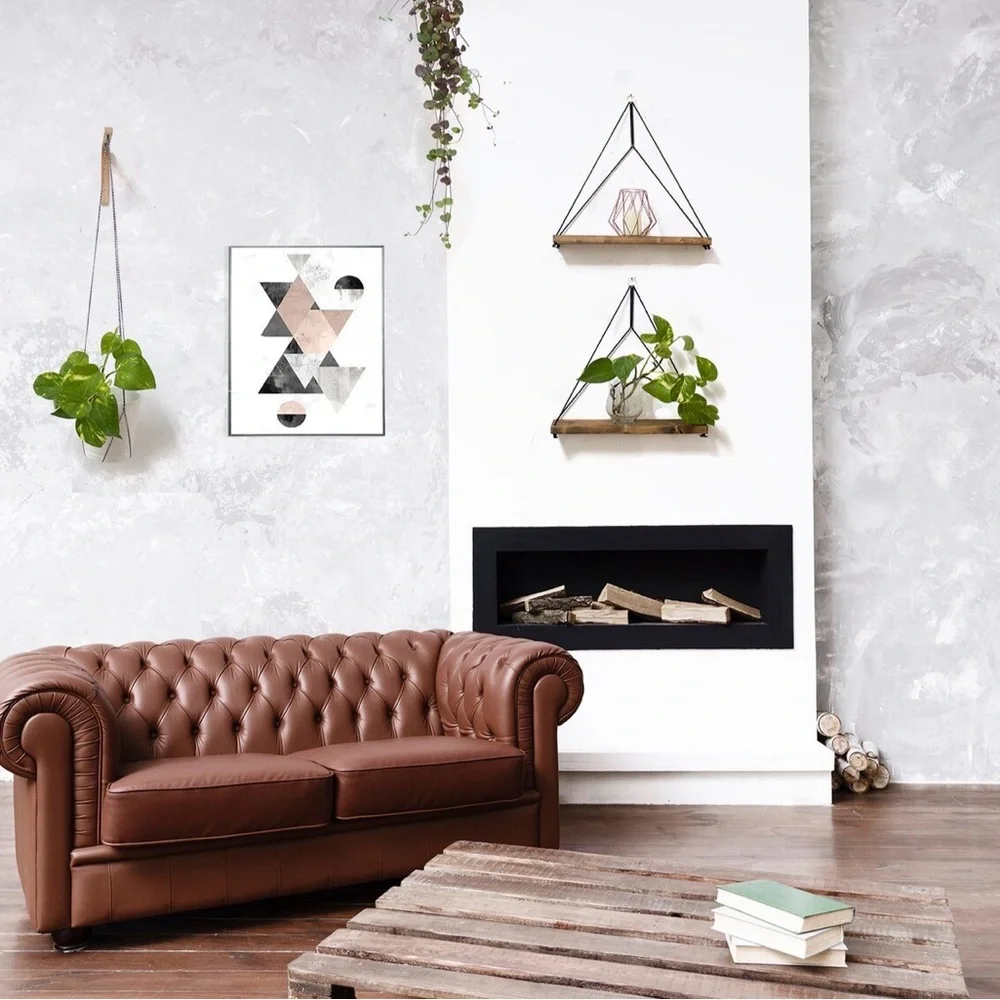 Geometric Shelves Set Of 2, Rope Floating Shelf, Macrame Wall Hanging Shelves